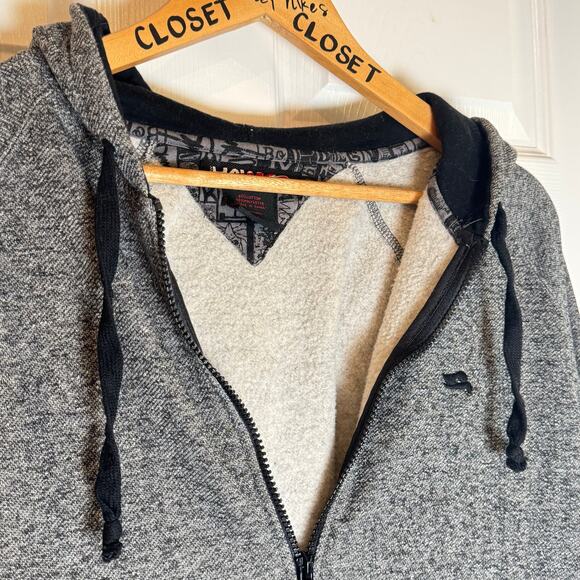 Tony Hawke Men's Gray Black Fleece Hoodie Full Zip Sweatshirt Large - Picture 9 of 11